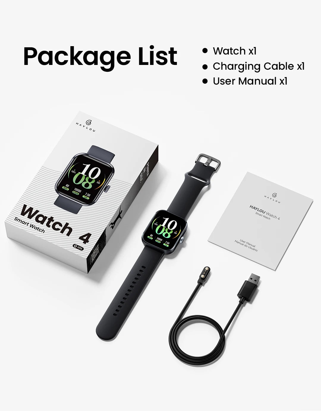 HAYLOU Watch 4 GPS Smartwatch 1.93'' HD Display Bluetooth Phone Call Health Monitoring IP68 Waterproof Smart Sport Watch