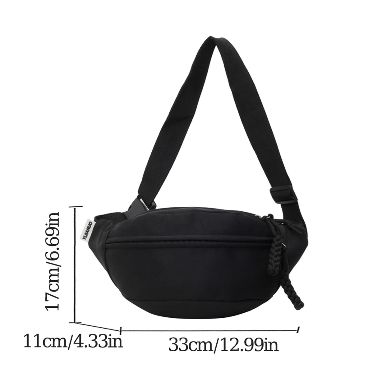Women’s Lightweight Nylon Waist Bag Large Capacity Zipper Multiple Compartments Crossbody Bag Stylish Practical for Daily Use