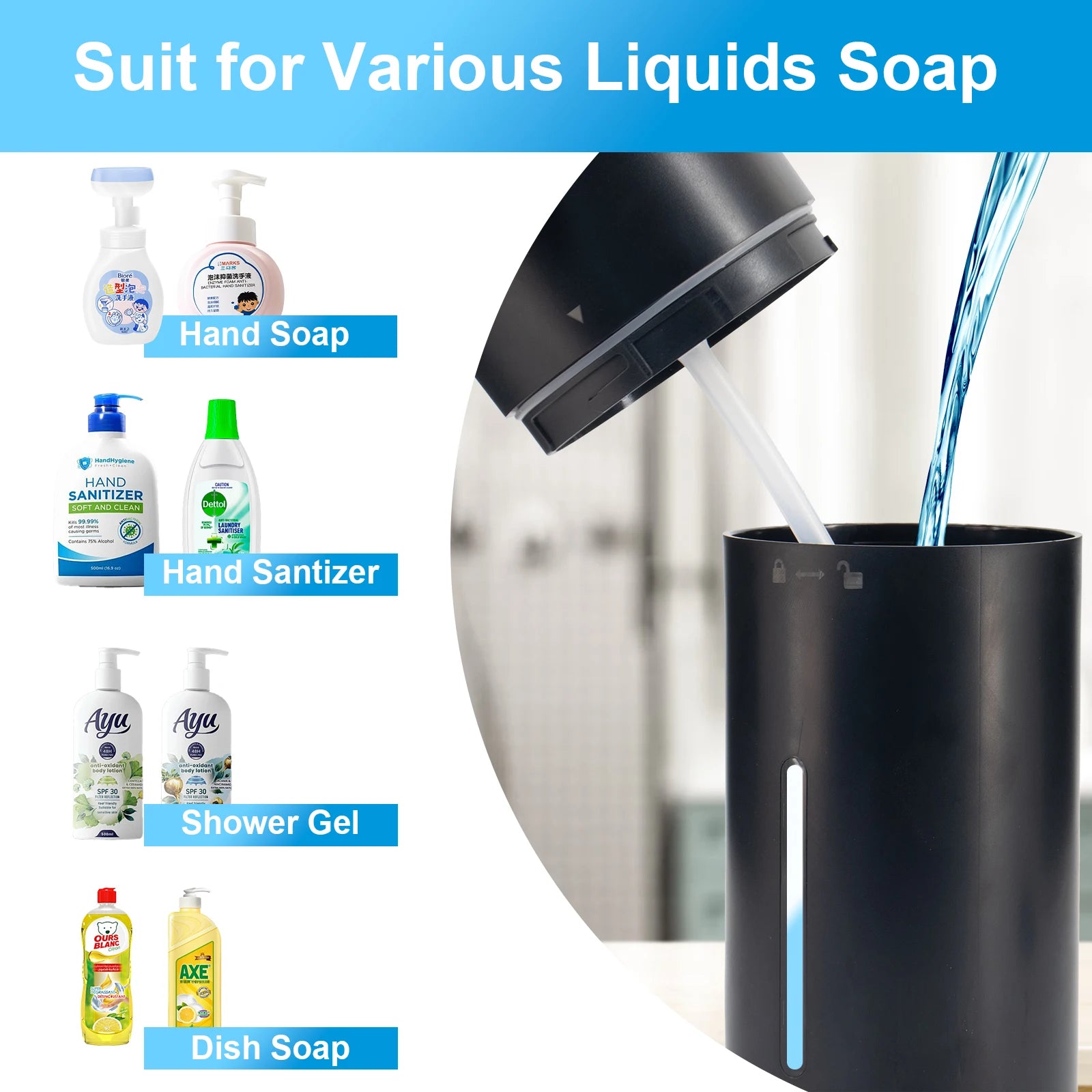 400ml Wall Mounted Automatic Soap Dispenser Foam Smart Hand Washing Machine Liquid Rechargeable Bathroom Kitchen Touching Sensor
