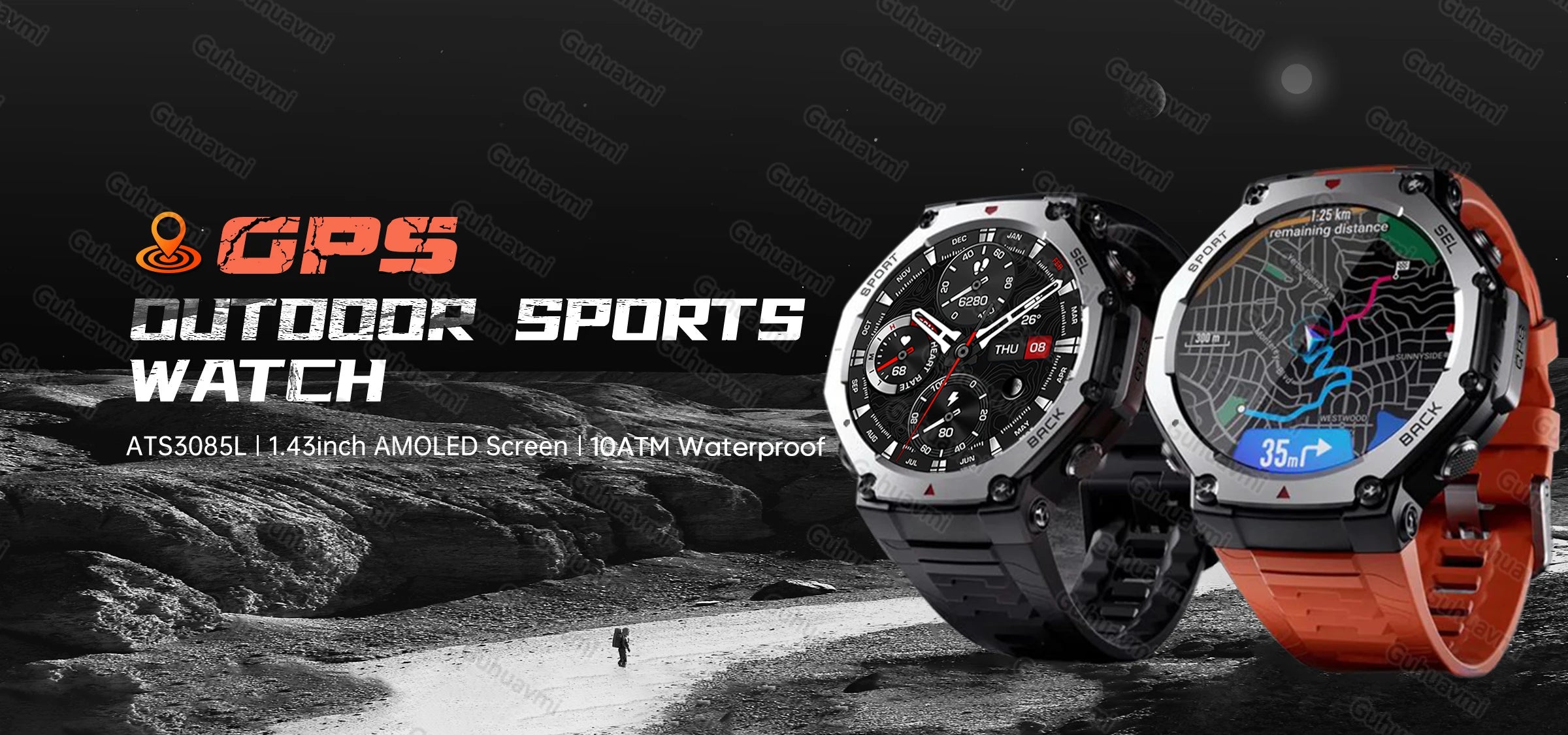 New T-Rex 3 Pro Dual-Band GPS Military Smart Watch 48mm 10ATM Water-Resistant 500mAh Battery Compass Altimeter AGPS Smart Watch