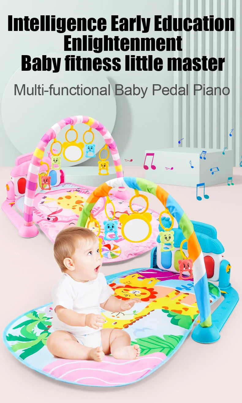 Baby Activity Gym Music Rack Early Education Toy Gifts Newborn 0-36 Months Piano Keyboard Infant Crawling Blanket Pedal Play Mat