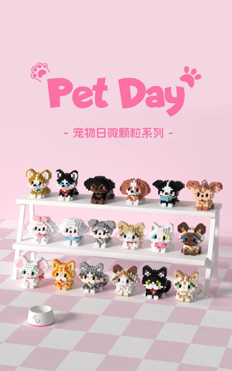 Animal Small Particle Dog Cat  Mini Building Blocks DIY Assembly Brick Sets Educational Toys for Kid 10 To 12 Year Birthday Gift