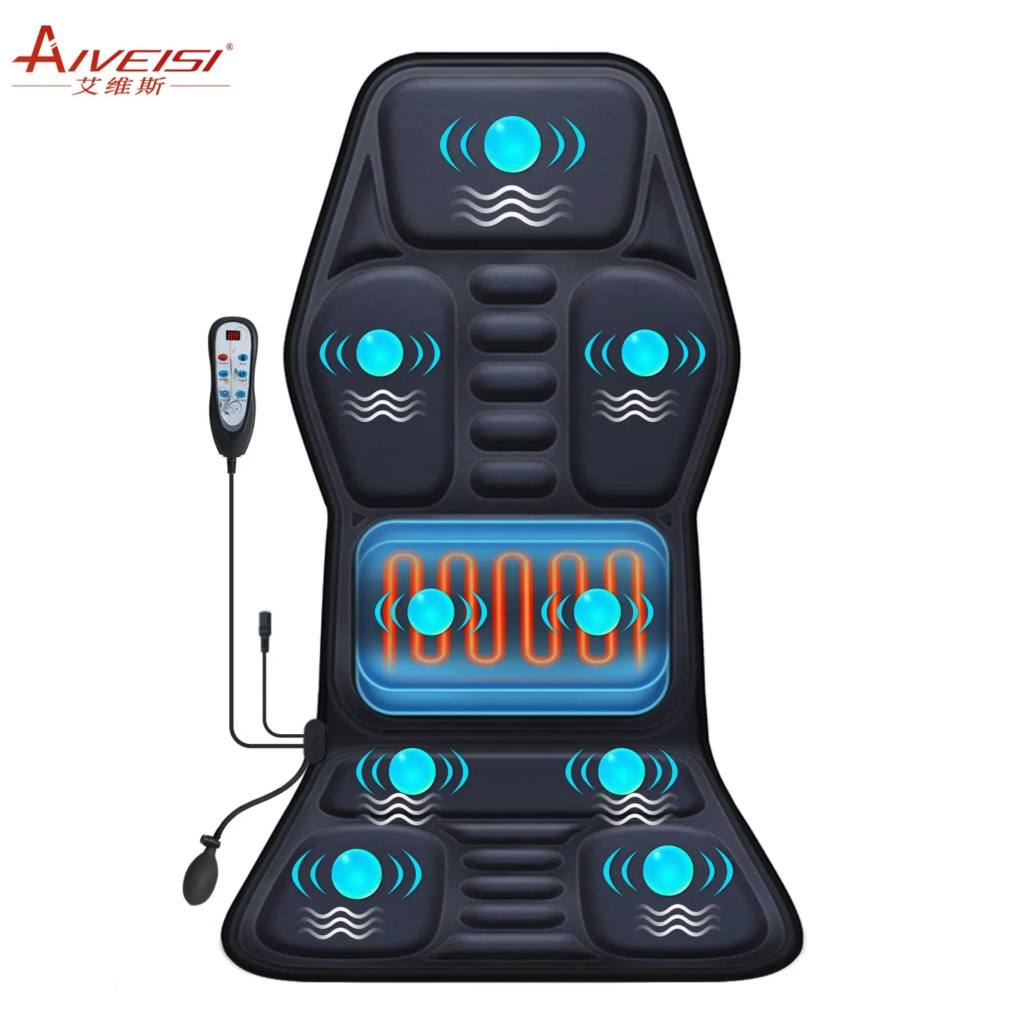 Aiveisi Full Body Electric Massage Mattress Massage Table Mattress Knead Heating Shiatsu Cervical Seat Cushion Massager