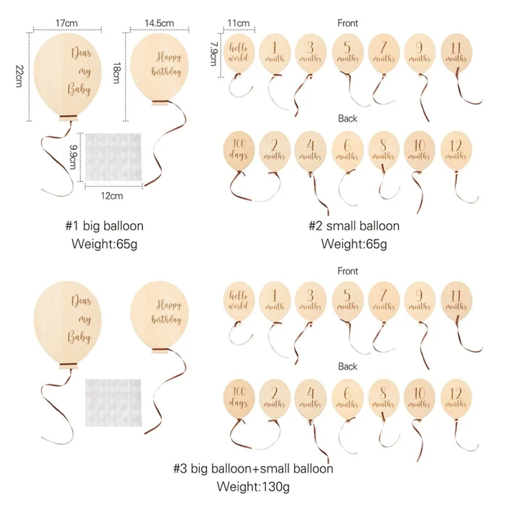 Baby Wooden Memorial Monthly Cards Moon Shape Monthly Newborn Engraved Age Photography Props Accessories Baby Birthing Gift