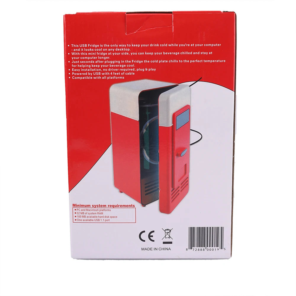 USB Refrigerator Fridge Portable Cooler Mini Beverage Drink Cans Cooler / Warmer for Car Laptop PC Computer Black Red Color 2025