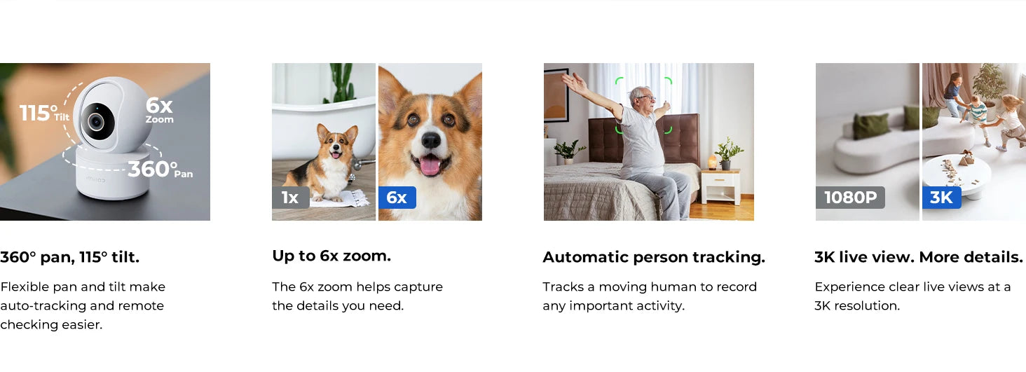 IMILAB C22 3K Security Indoor Camera - 360° View Home Camera with Color Night Vision for Baby/Pet Monitor WiFi6 AI Detection