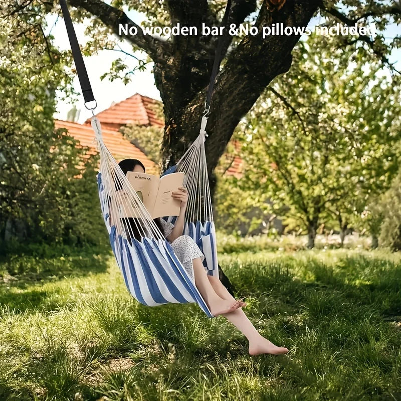 1pc Handwoven Hammock Chair Swing, Fabric Hanging Chair for Indoor and Outdoor Use Sturdy and Comfortable