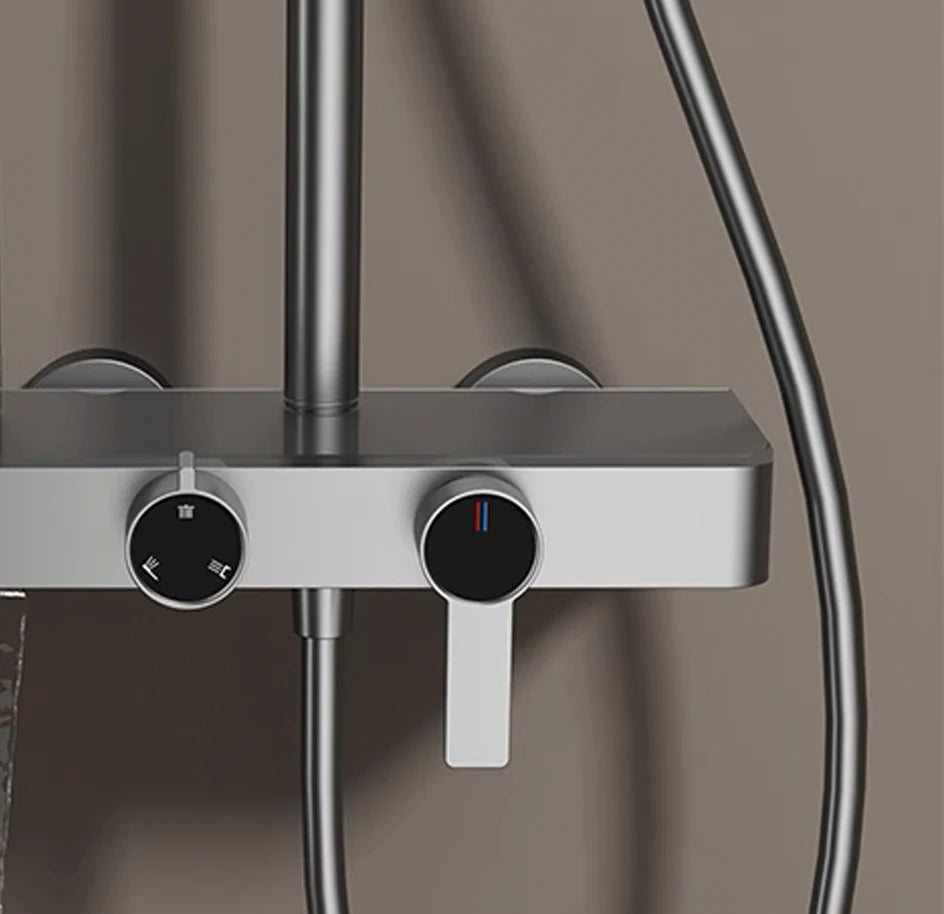 VGX Gold Shower System Set Bathroom Shower Faucet Set 3-way Rainfall Shower Set Shower Mixer Crane with Hand Shower Set Grey