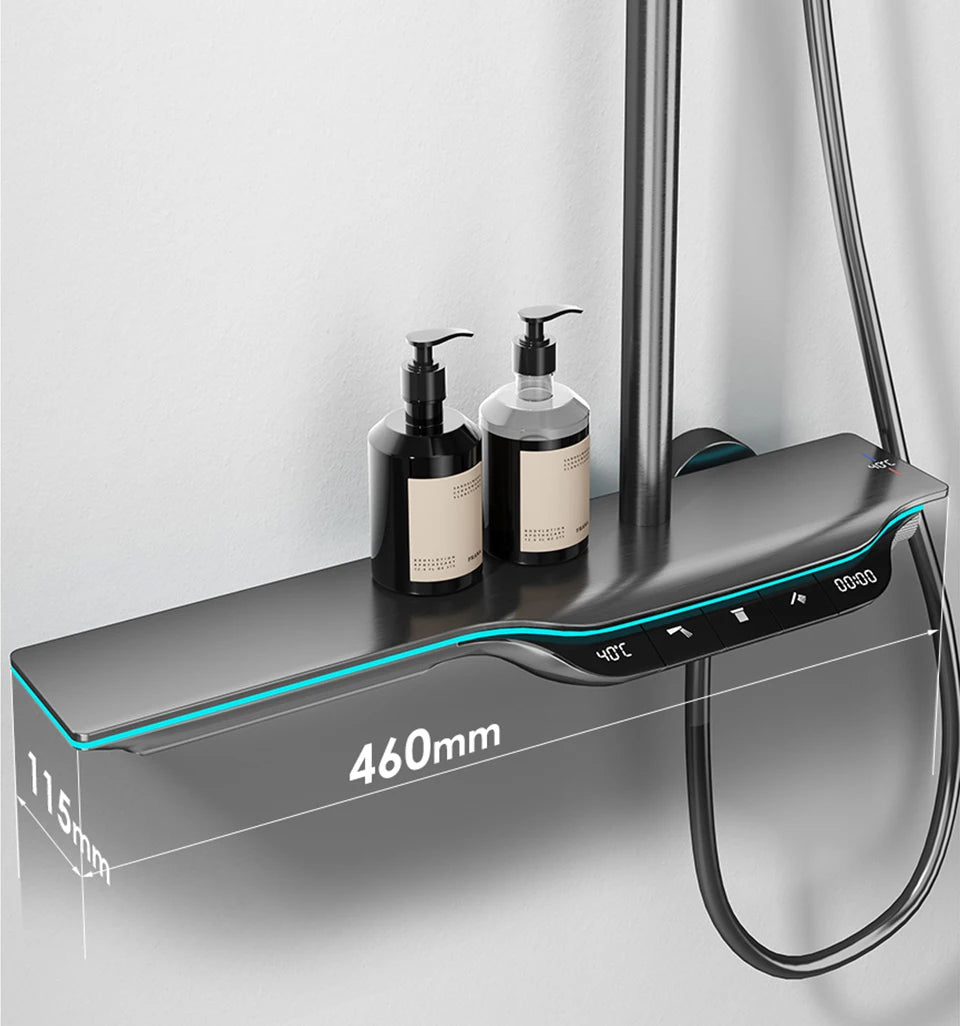VGX Thermostatic Shower System Intelligent Digital Bathroom Shower Faucet Set Temperature Display Rainlfall Bathroom Shower Set
