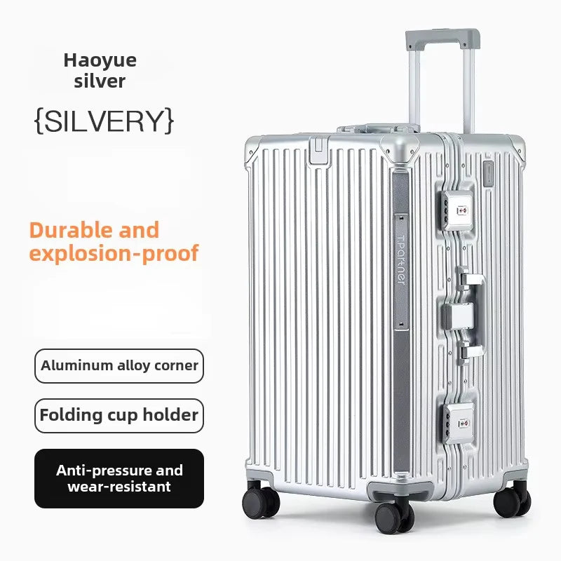 KLQDZMS Luggage 26"29"32 Inch Large Capacity Aluminum Frame Cart Case Cart Style Travel Bag Universal Wheel Rolling Suitcase