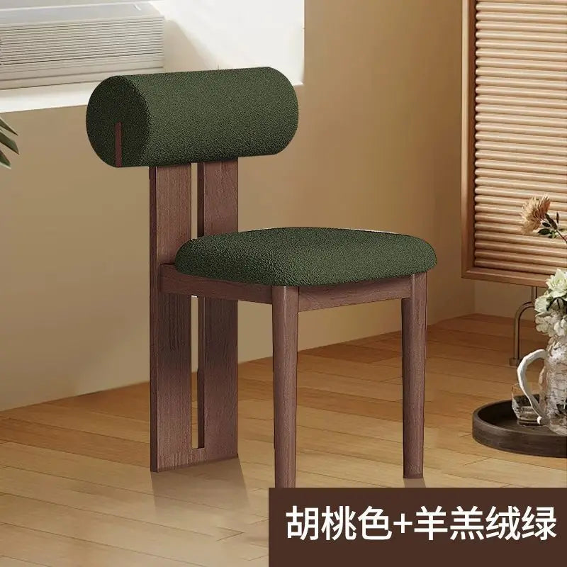 Nordic French Vintage Solid Wood Dining Chair - Mid-Century Retro Backrest Hippo Chair for Home, Living Room & Vanity