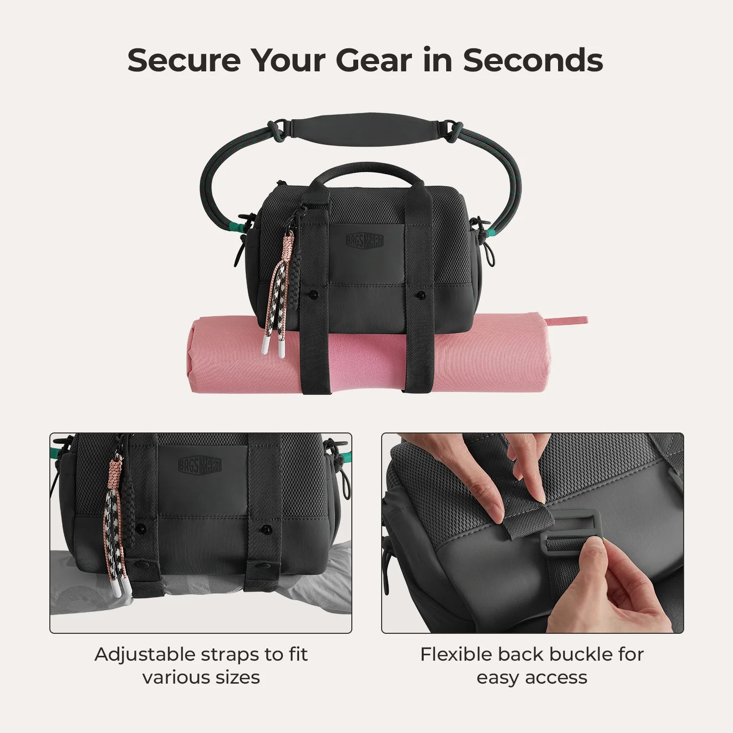 BAGSMART Boston Bag for Women Mini Duffel Shoulder Crossbody Bag Waterproof with Wet Pocket Gym Travel Daily Beach Weekender