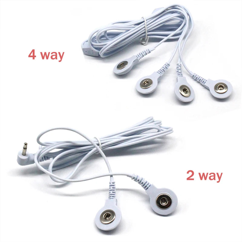 2 Way+4-Way Machine Massager Button Cable Electrode  Electrode PadsStandard Connection Massage  for  TENS Unit Lead Wires Cables