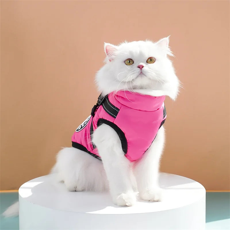 Winter Dog Clothes Puppy Cat Coat with Harness Waterproof Warm Cotton Jacket for Small Large Dogs Reflective Vest Pet Apparel