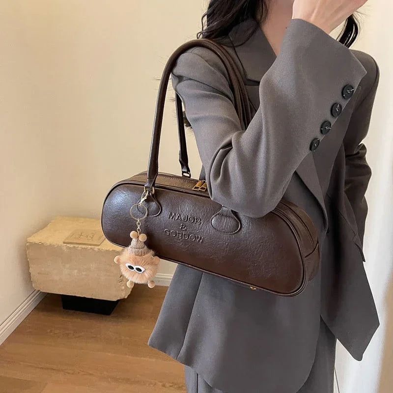 Pu Solid Sewing Zipper Shoulder Bags Soft Baguette Type 2024 High Quality Bags for Women Large Capacity Women's Handbags