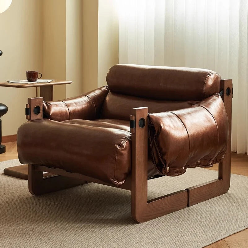Leather Sofa Chair Luxury Living Room Armchair Single Person Lazy Lounge Chairs Modern Household Leisure Relaxation Chairs