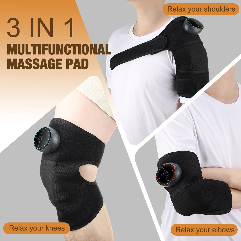 Wireless Heated Knee Massager Pads Brace Shoulder Elbow Support Muscle Wrap 6 Levels Hot Compress Reduce Stress Joint Health