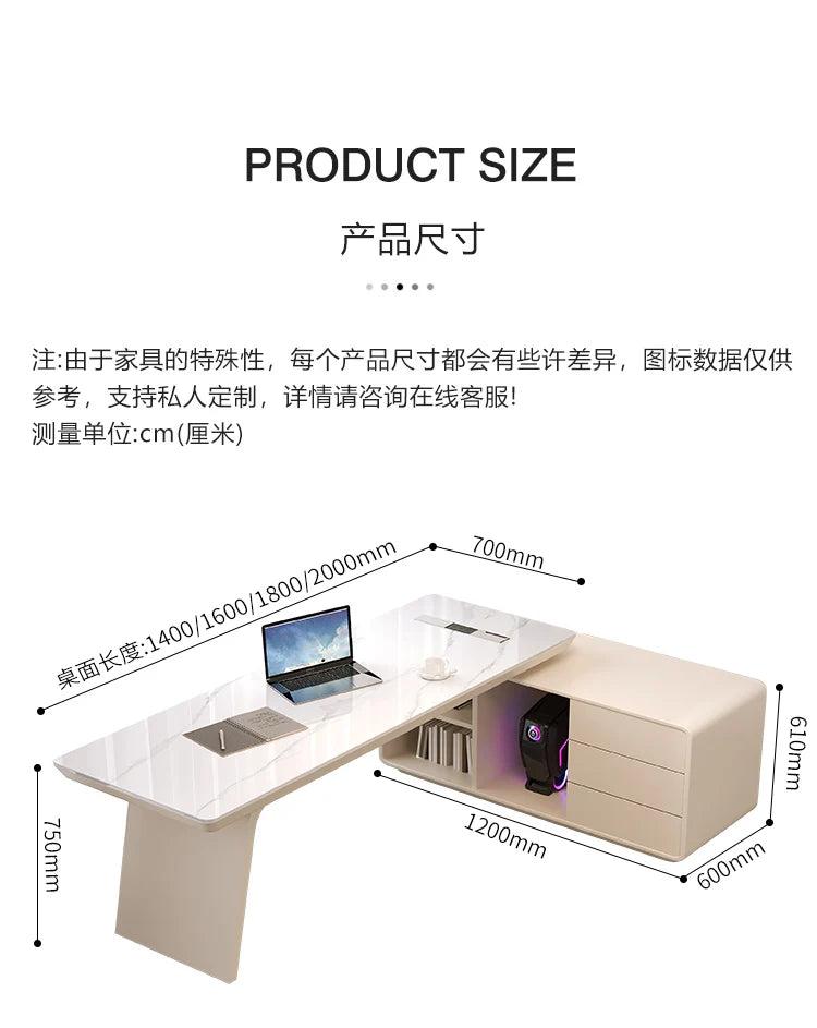 White minimalist office desk modern Elegant high-end design executive desk Mid century luxurymesa ordenador interior furniture