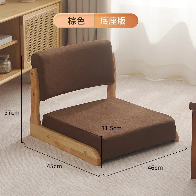 Japanese Tatami Chair Backrest Solid Wood Bed Legless Seat Bay Window Single Lazy Sofa Floor Chair Bedroom Sitting Furniture
