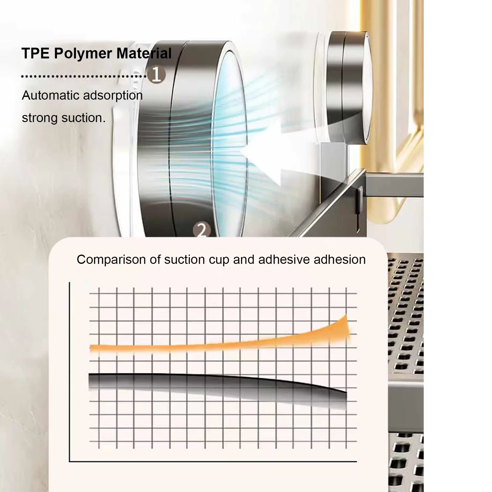 Space Aluminum Suction Cup Bathroom Rack No-punch Wall Mount Shower Storage Shelf Large Capacity Strong Load-bearing