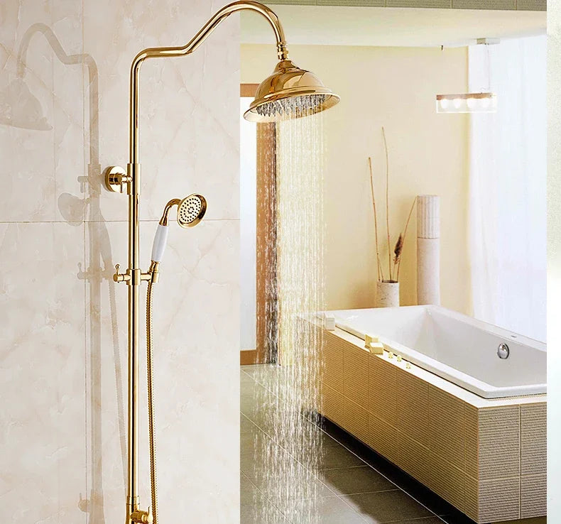 ZGRK Shower Faucets Bathroom Mixer Taps Top Spray Rainfall Shower Head Washing Faucet Antique Shower System Plumbing Crane