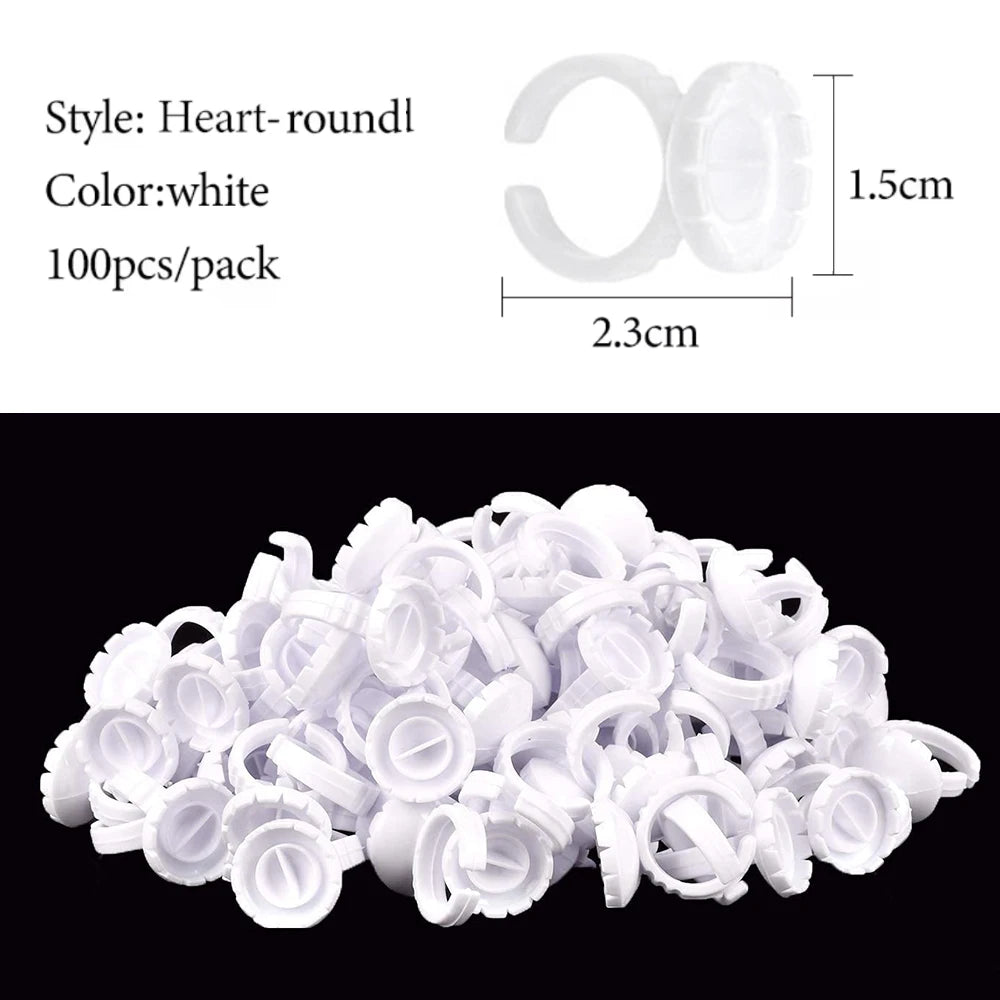 100PCS Glue Rings Lash Rings for Glue, Pigment Rings for Eyelash Extensions Eyelash Glue Holder Lash Glue Ring Smart Cups