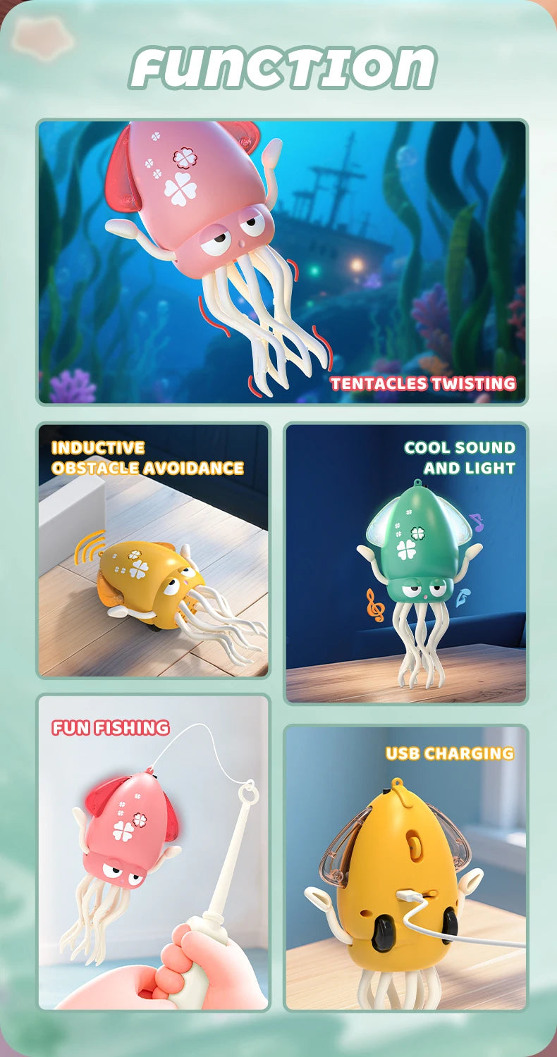Magic Dancing Octopus Toy Electric Pet Crawling Light&Music Squid Toys for Kids Interactive Development Toddler Tummy Time Gifts