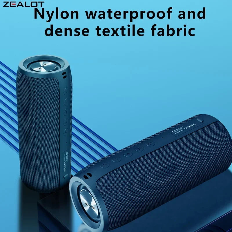 Zealot -S51 Wireless Speakers, Outdoor Portable Subwoofer Speaker ,Waterproof IPX 5, , Dual Pairing,1800mAh