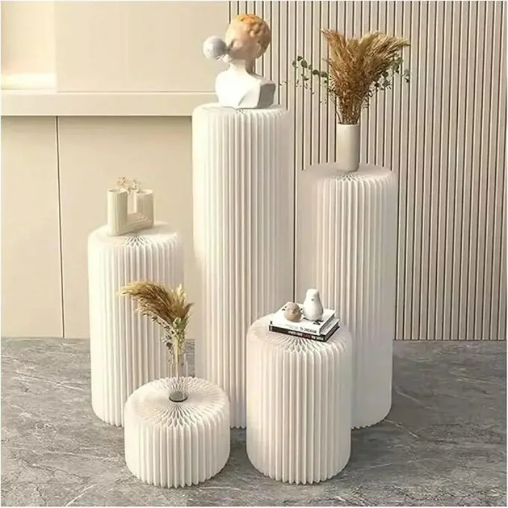Buffet Risers Food Display Stand Round Table Cake Dessert Stand for Parties Foldable Paper Columns Display for Wedding Birthday