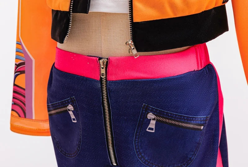 Girl Set 3pcs Demon Hunters Rumi Cosplay Costume Birthday Party Stage Performance Costume Halloween Carnival Kids Dress Up Set