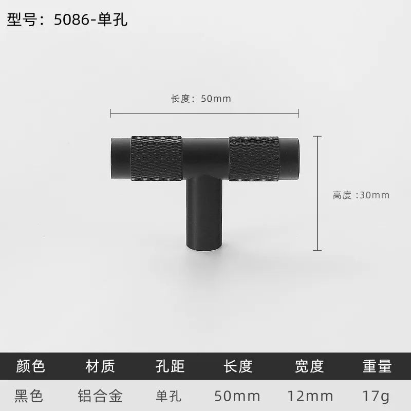 Black Gold Knurled Kitchen Cupboard Cabinet Storage Handles Closet T Bar Wardrobe Door Pulls Door Knobs Home Furniture Handles