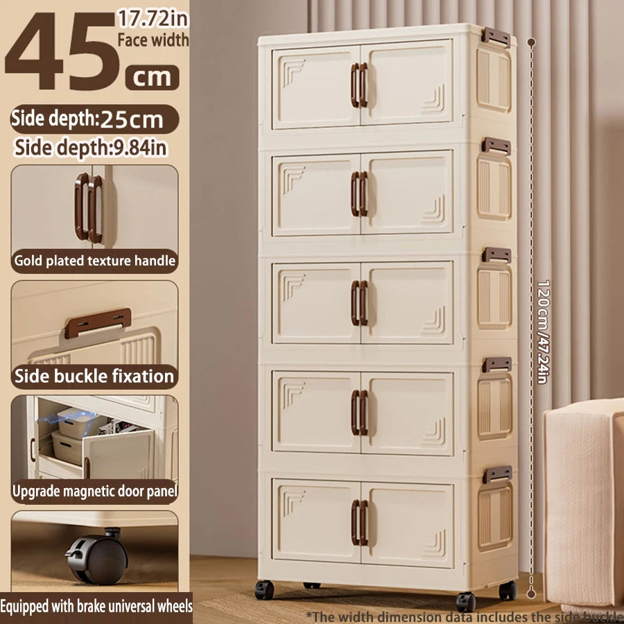 45/55/65cm Length Multifunction Folding Storage Cabinet Dustproof Wardrobe Large Capacity Sundries Cabinet