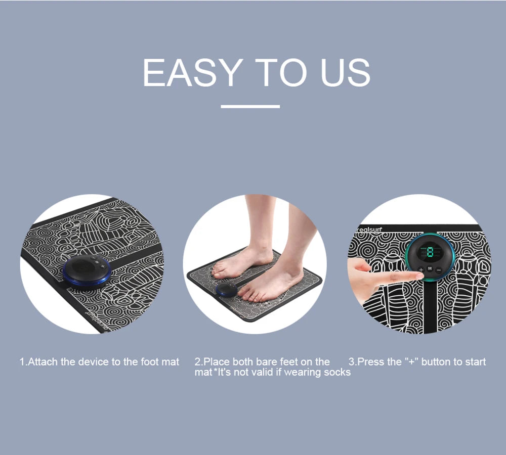 Electric EMS Foot Massager Pad Portable Foldable Massage Mat Muscle Stimulation Improve Blood Circulation Relief Pain Relax Feet