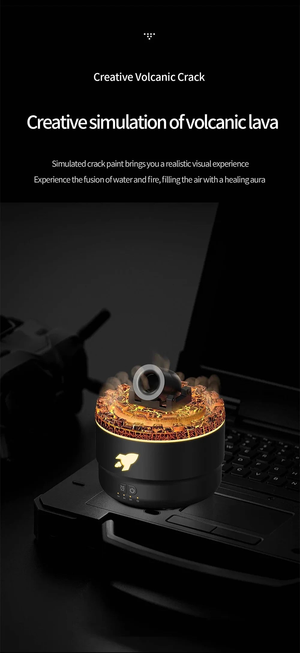 Volcanic Crack Light  Aromatherapy Humidifier Jellyfish Spray Air Humidifier 7 Colors Gradient Night Light Bedroom Diffuser