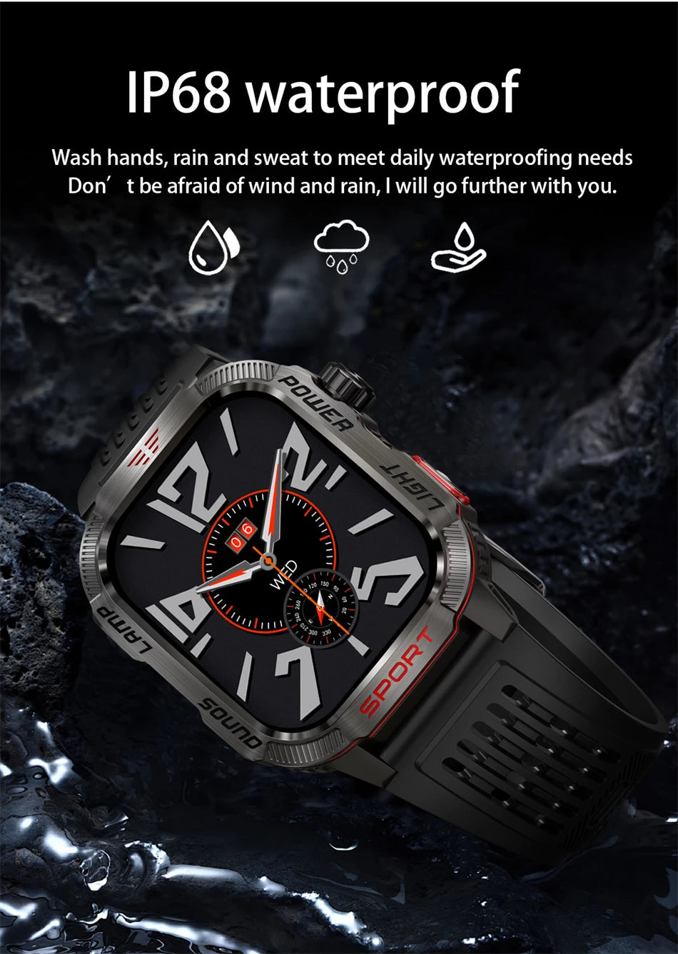 New Military GPS Smart Watch Men Flashlight Compass Waterproof 600mAh Battery Outdoor Sport Tracker Bluetooth Call Smartwatch