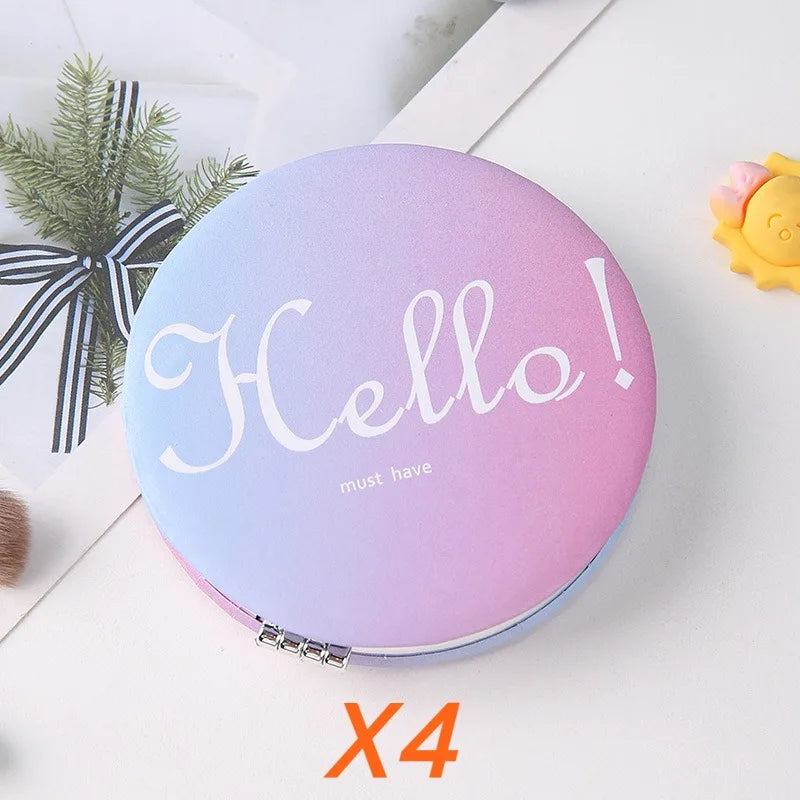 Circular Makeup Mirror Portable Portable Student Pocket Folding Mirror Beauty Makeup Makeup Princess Circular Mirror