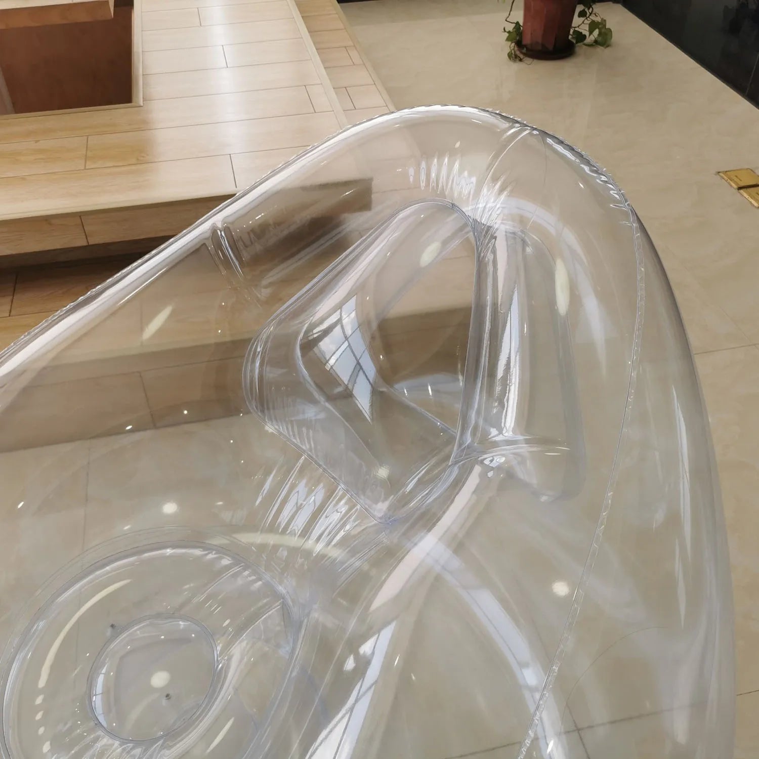 Transparent Inflatable Lounge Chair, Indoor and Outdoor Clear PVC Inflatable Single Sofa for Adult