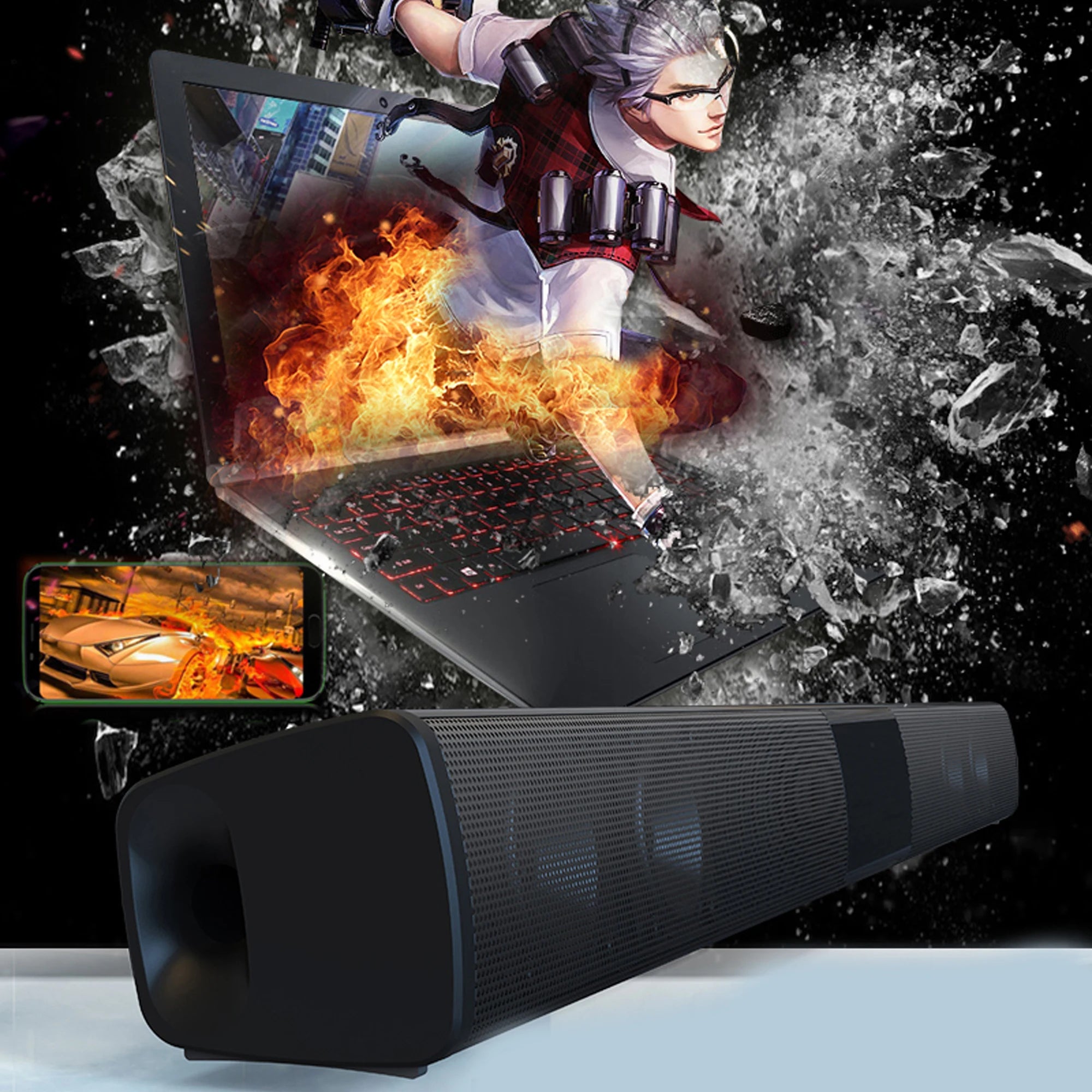 PHONEPACE Wireless Bluetooth Sound bar Speaker System Super Power Speaker Surround Stereo Home Theater TV Projector