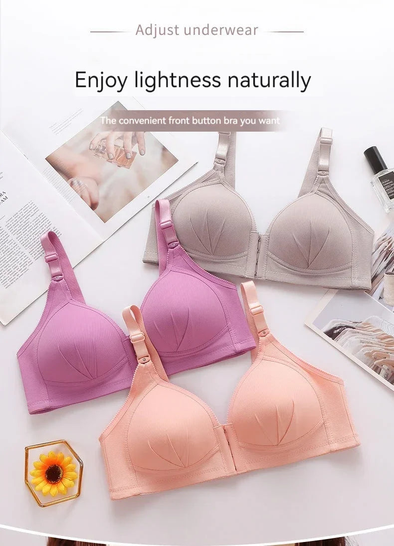 New Front Button Breastfeeding Bra without Steel Ring Thin Size Comfortable and Traceless Pregnant Women's Bra
