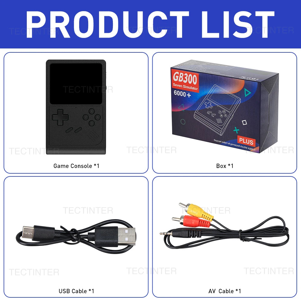 GB300 3.0 Inch Screen Handheld Game Console Player Video Game Console Built-in 6000 Game For SF/SFC/GB/GBA Support AV Output