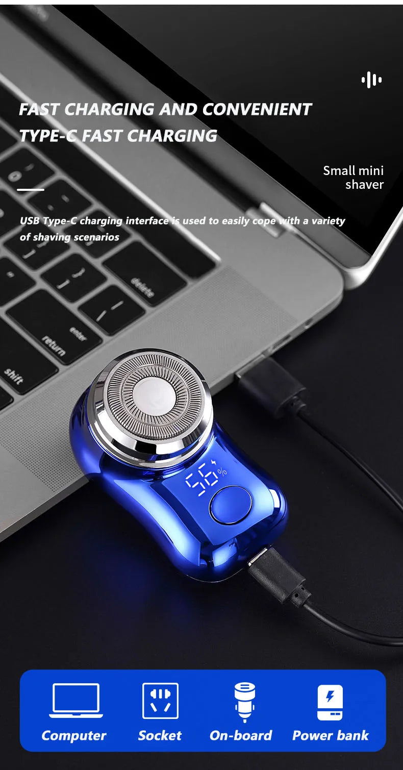 Mini Electric Shaver for Men Portable Beard Knife TYPE-C Charging Shavers Face Body Razor with Digital Power Display