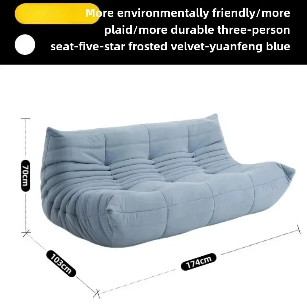 Fashion Freehand Space Original First Layer Cowhide Three-person Italian Minimalist Togo Caterpillar Lazy Sofa Lazy Sofa