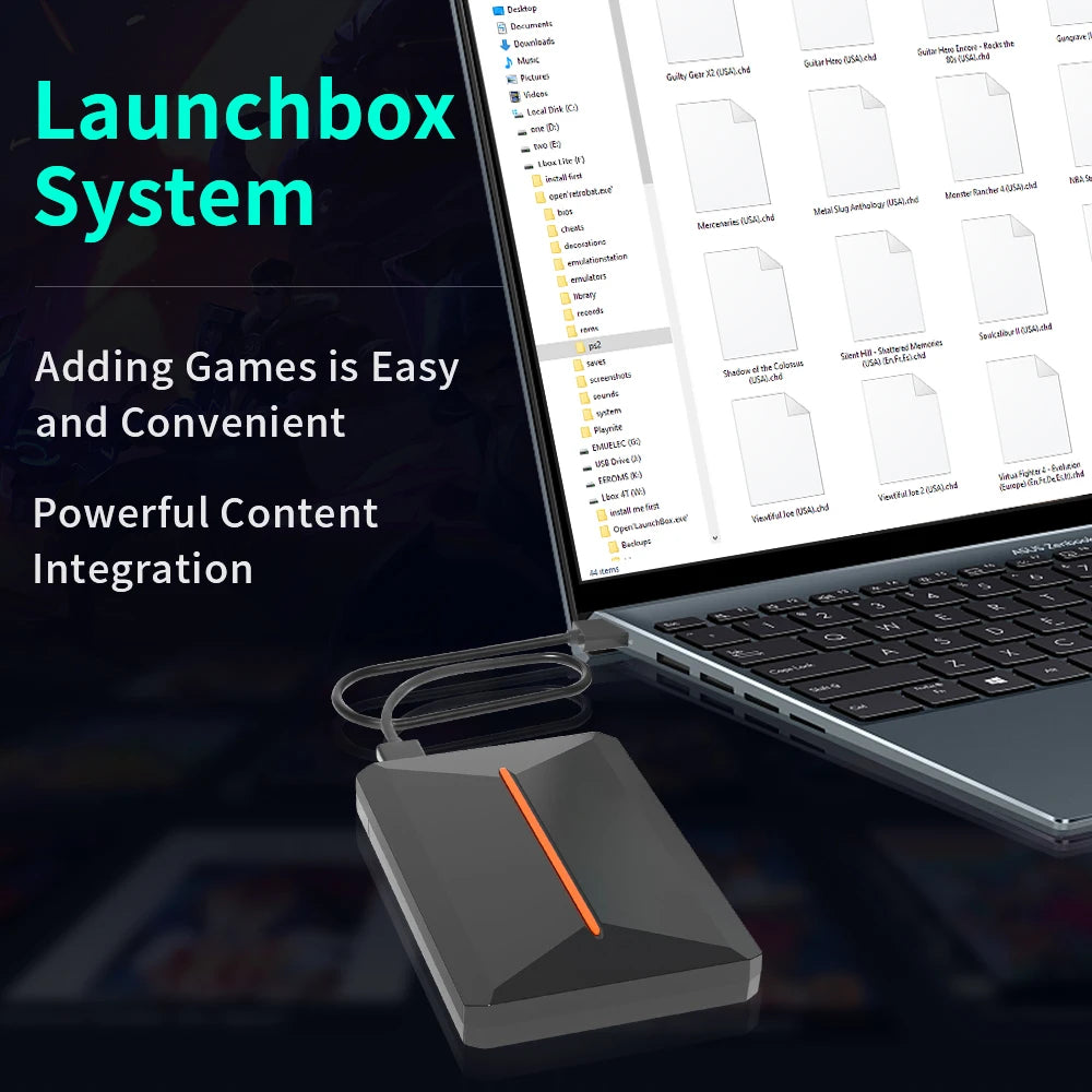 Hyper Base Lbox 500GB Gaming Hard Drive For PS4/PS3/PS2/Wii/Wiiu/Gamecube/Saturn With 3700+ Games Plug&Play For Win PC Launchbox