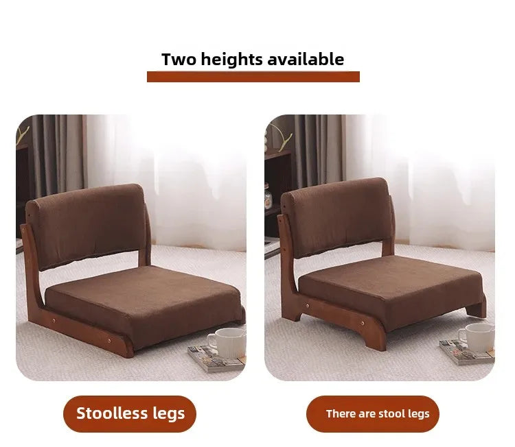 Japanese Tatami Chair Backrest Solid Wood Bed Legless Seat Bay Window Single Lazy Sofa Floor Chair Bedroom Sitting Furniture