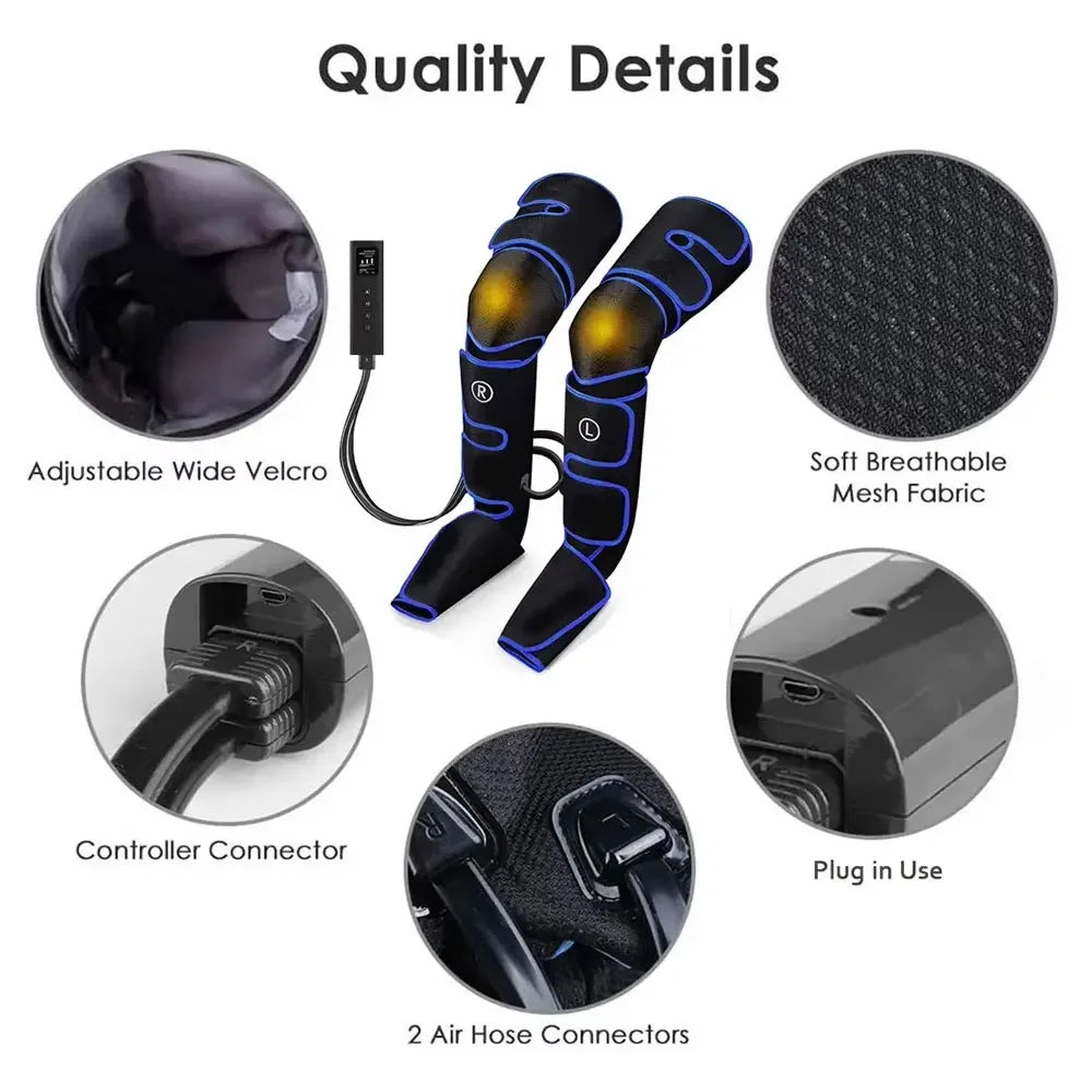 Air Compression Circulation Leg Massager Pneumatic Massage Boots Lymphedema Drainage Release For Athletes