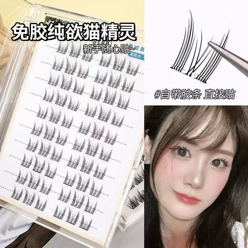 MIAOJIE No-Glue False Eyelashes - Easy 3-Step Application Natural Look Large CapacityPerfect for Beginners with Sunflower Design