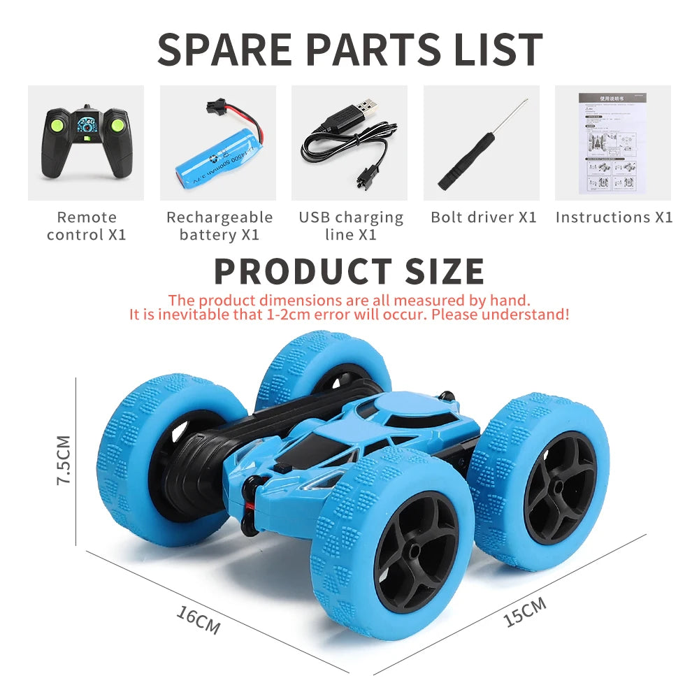2.4G RC Stunt Car Children Double Sided Flip Remote Control Car 360 Degree Rotation Off Road Rc Drift Cars For Pink Girls Toys