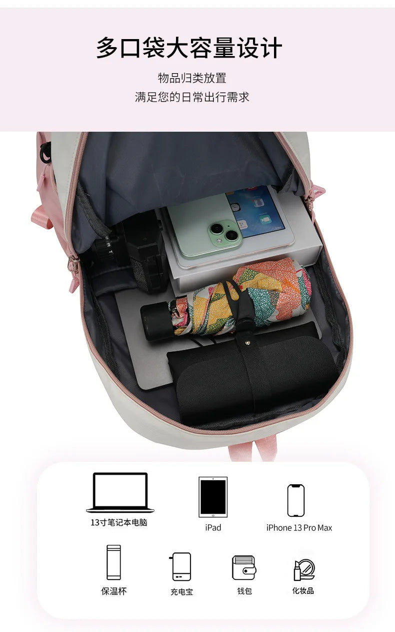 Stitch Disney Girls Schoolbag with Pencil Bags Women Travel Bag New Backpacks for Student Children Large Capacity Bookbag Gifts