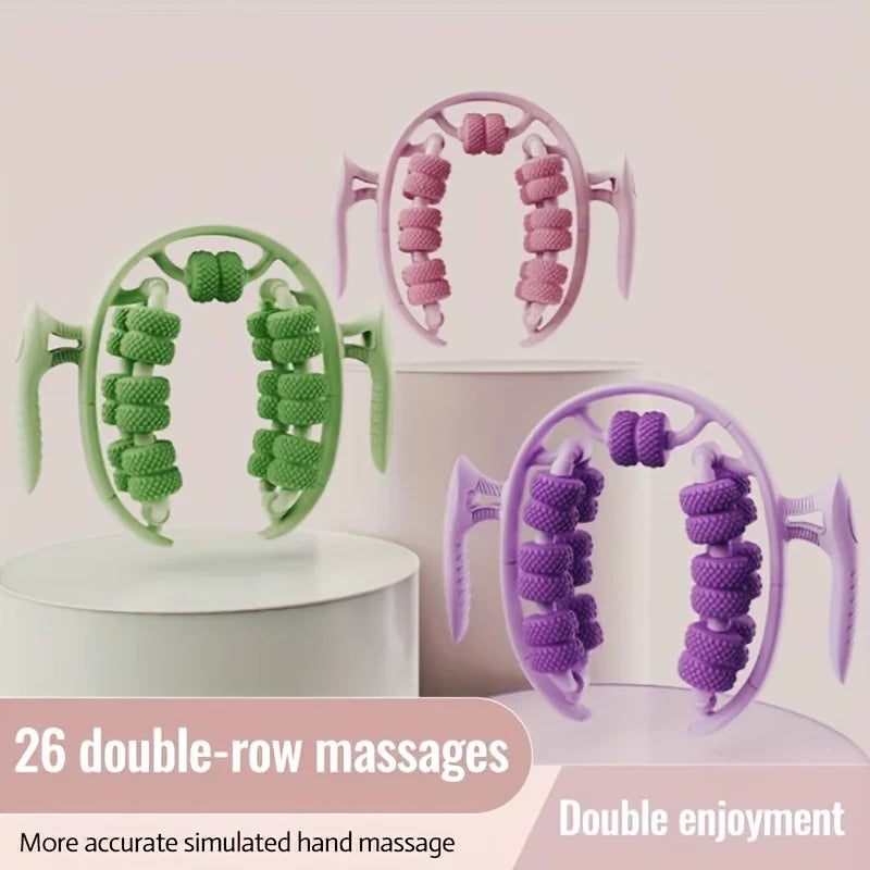 360° Massage Roller Dual Row Leg Slimming Clamp Hand Massager Simulator for Waist Leg Arm Buttocks Muscle Relaxation Health Care