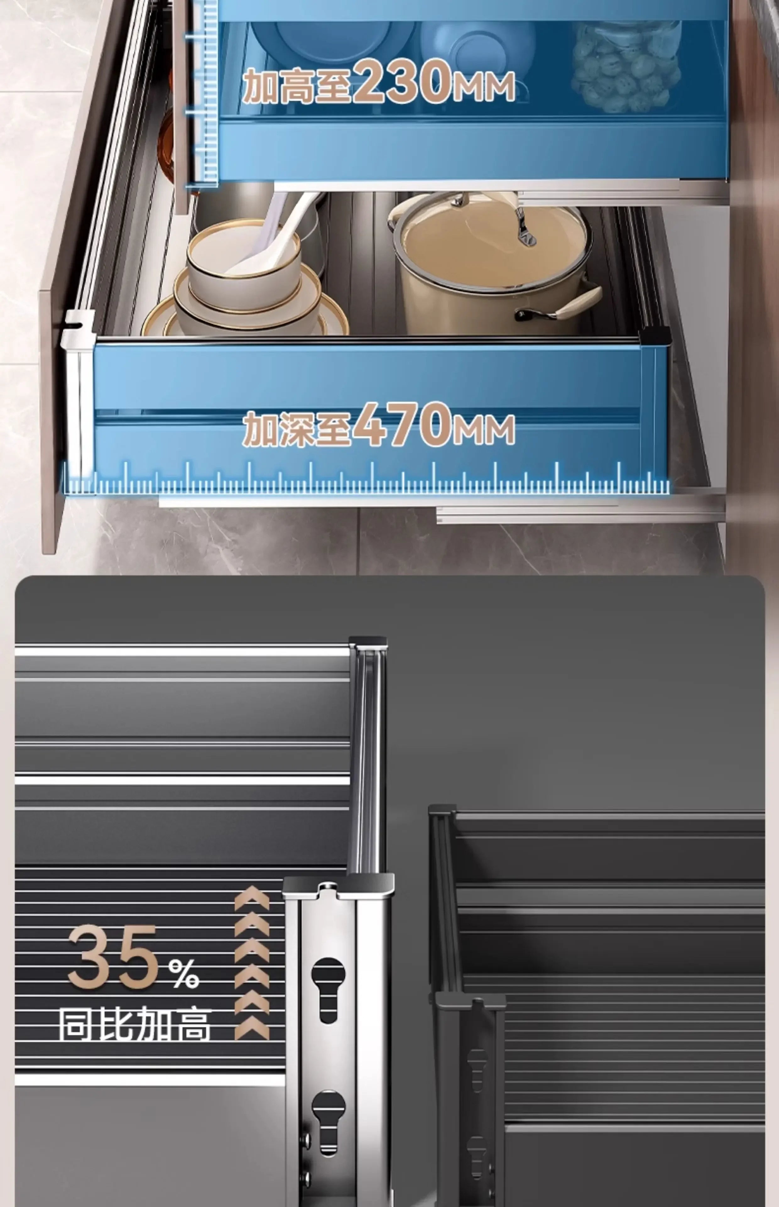 Kitchen Cabinets Dish Baskets Double Drawer Bowl Rack Seasoning Storage